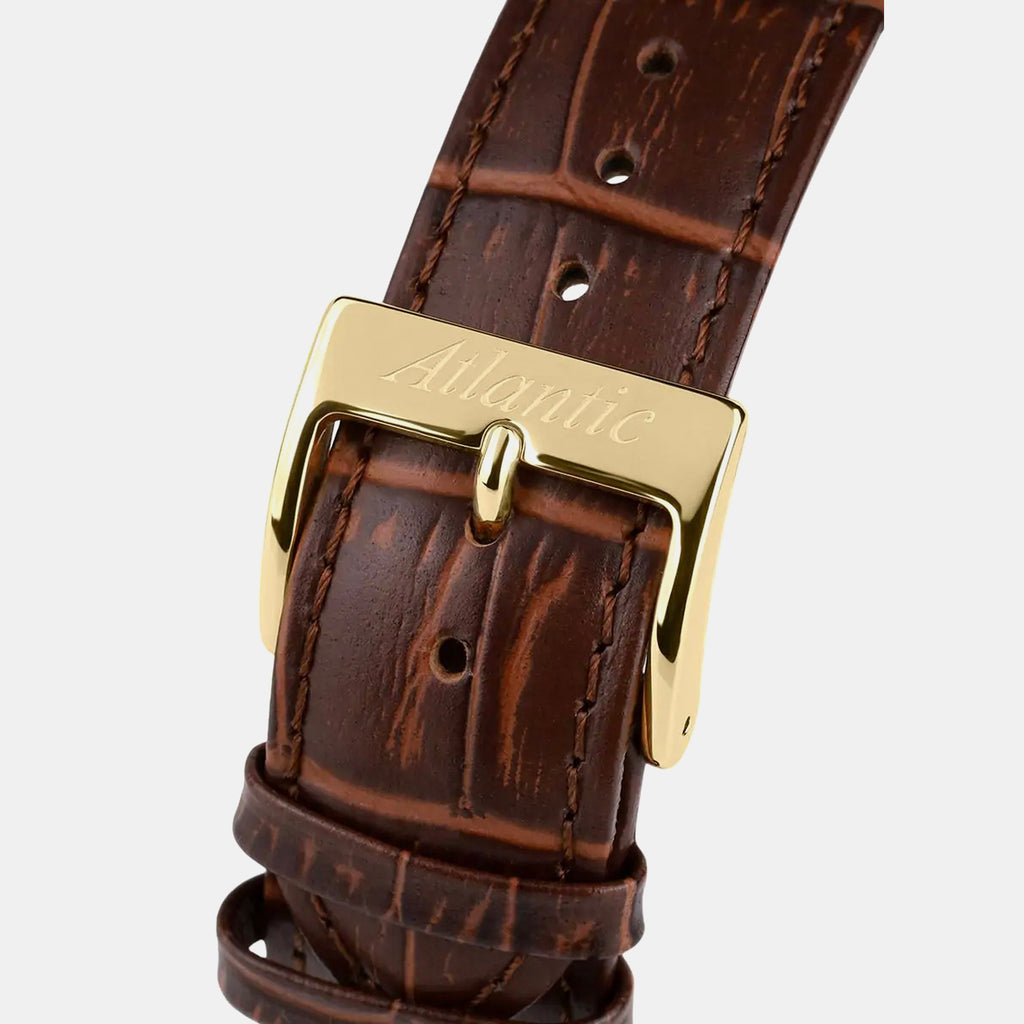 Seaport Men Quartz Gold Dial Analog Leather Watch 56352.45.31