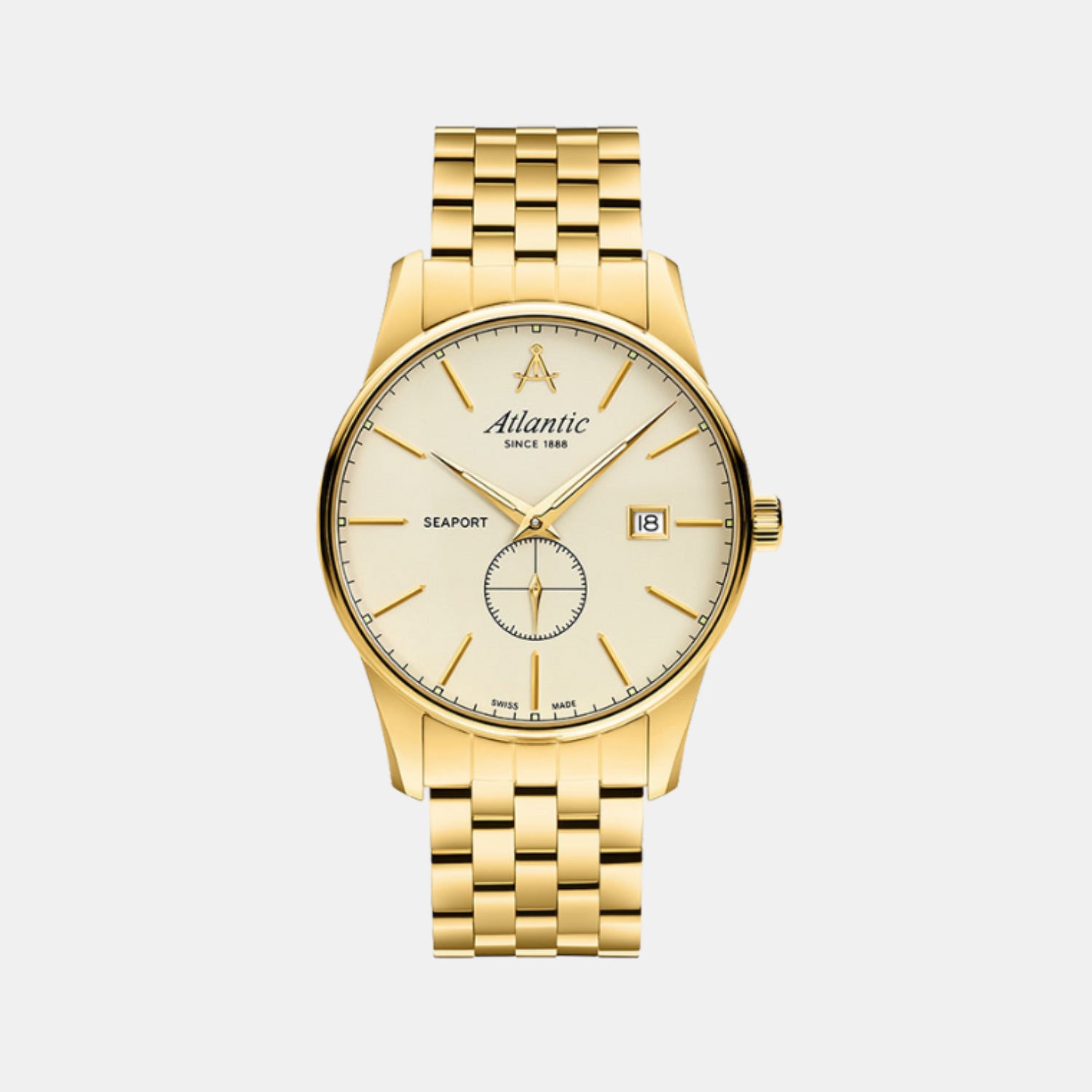 Atlantic Men Quartz Gold Dial Analog Stainless Steel Watch 56357.45.31-1