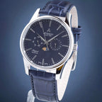 Seaport Moonphase Men Quartz Blue Dial Analog Leather Watch 56550.41.51