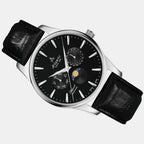 Seaport Moonphase Men Quartz Black Dial Analog Leather Watch 56550.41.61