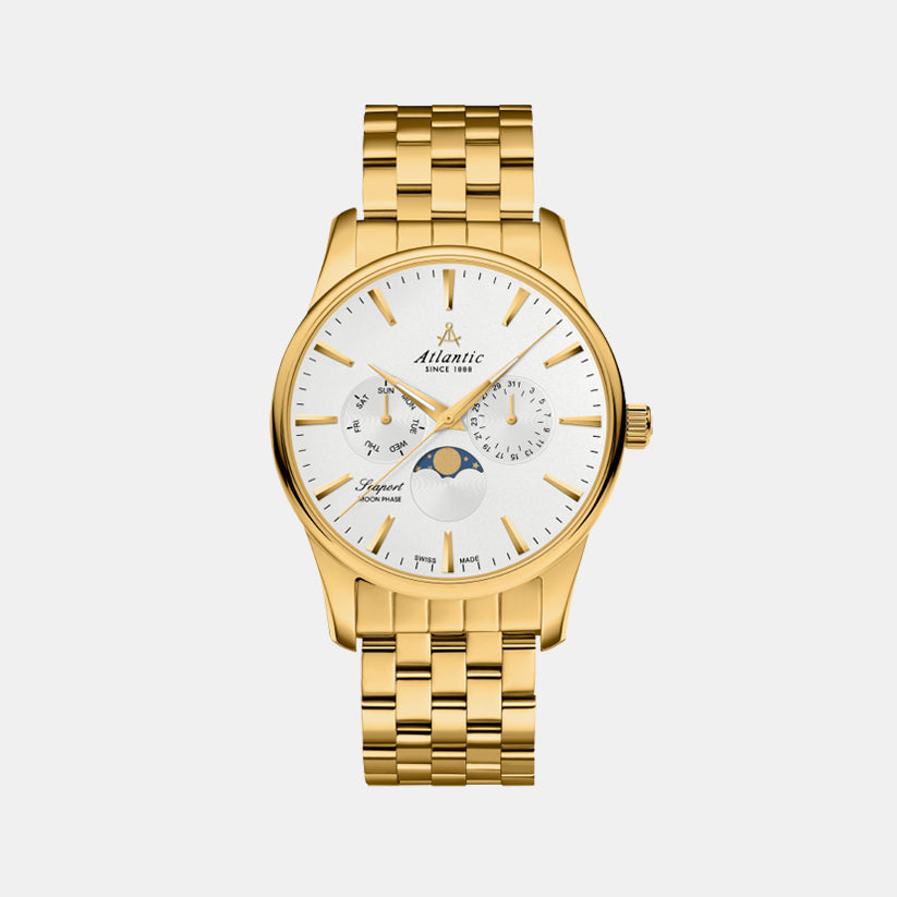 Atlantic Men Quartz Silver Dial Multi-Function Stainless Steel Watch 56555.45.21-1