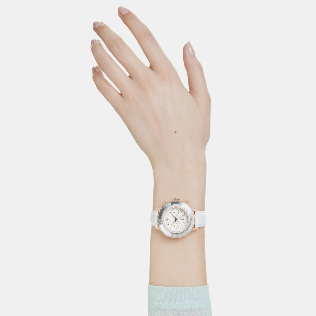 Octea Women Quartz White Dial Chronograph Leather Watch 5671150