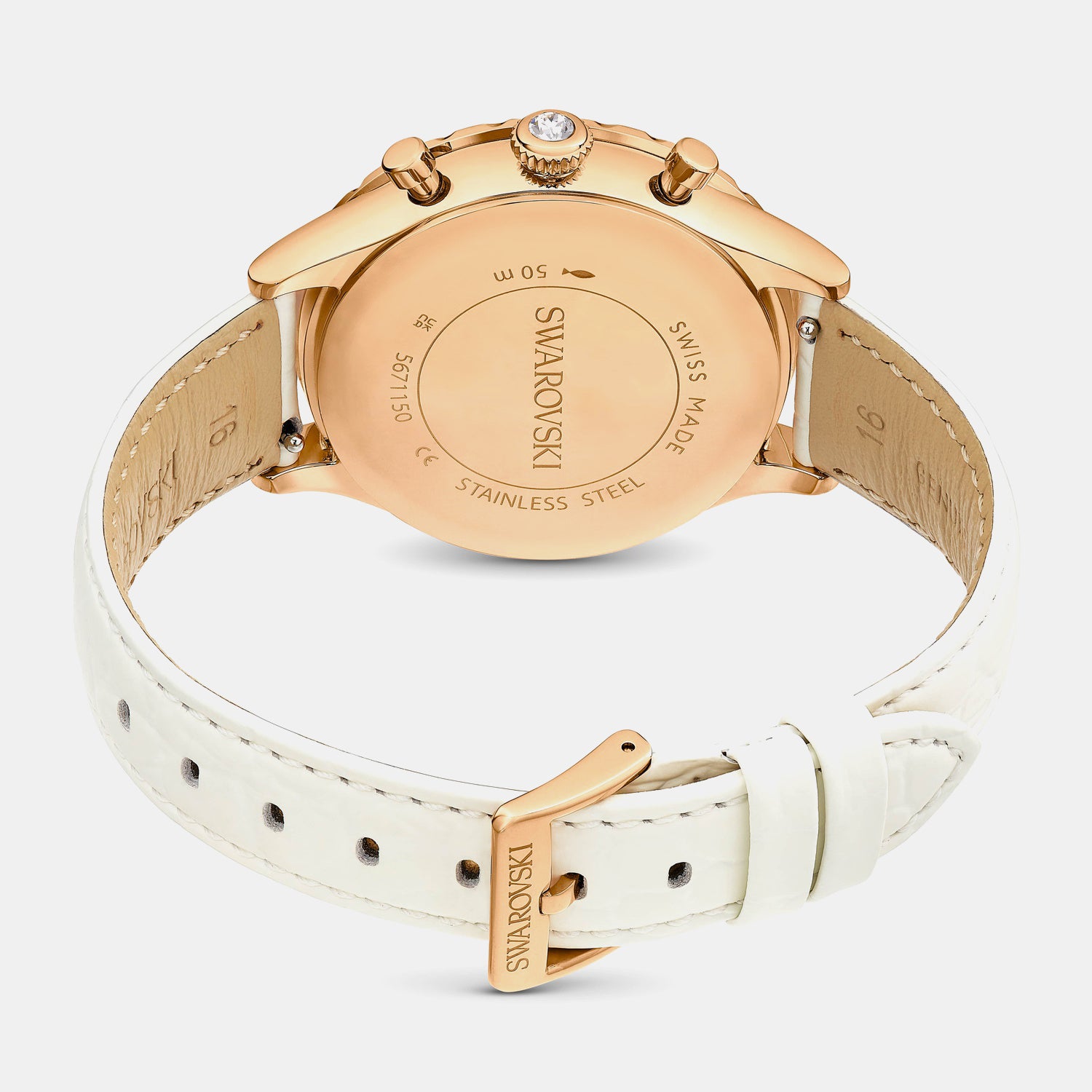 Octea Women Quartz White Dial Chronograph Leather Watch 5671150