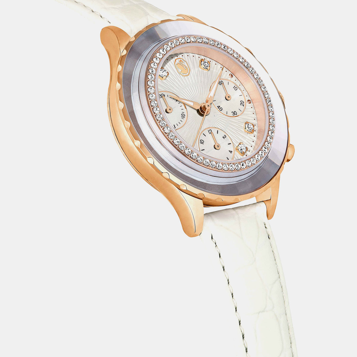 Octea Women Quartz White Dial Chronograph Leather Watch 5671150