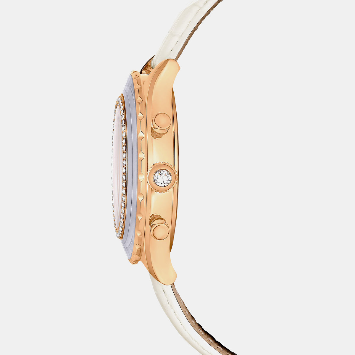 Octea Women Quartz White Dial Chronograph Leather Watch 5671150