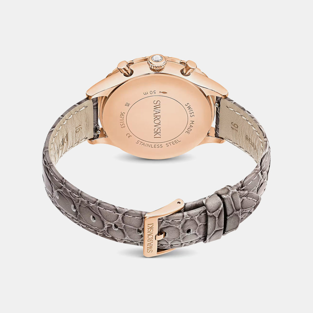 Octea Women Quartz Grey Dial Chronograph Leather Watch 5671153