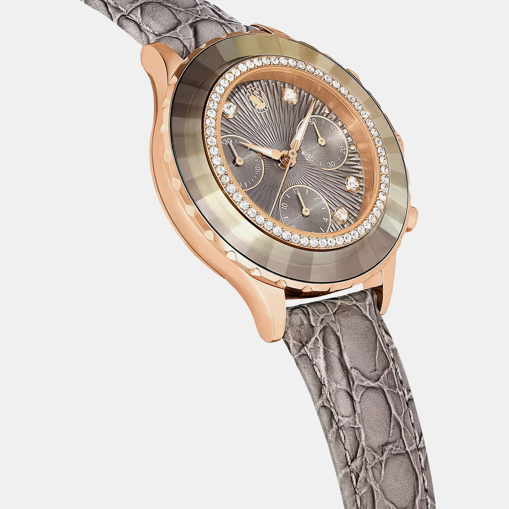 Octea Women Quartz Grey Dial Chronograph Leather Watch 5671153