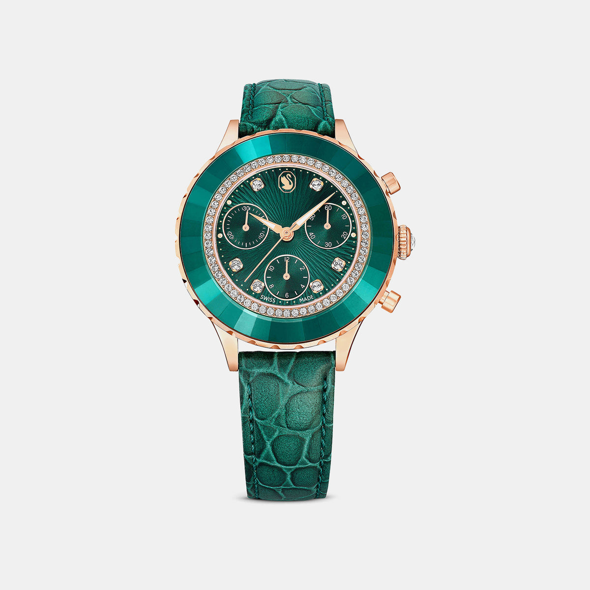 Octea Women Quartz Green Dial Chronograph Leather Watch 5672931