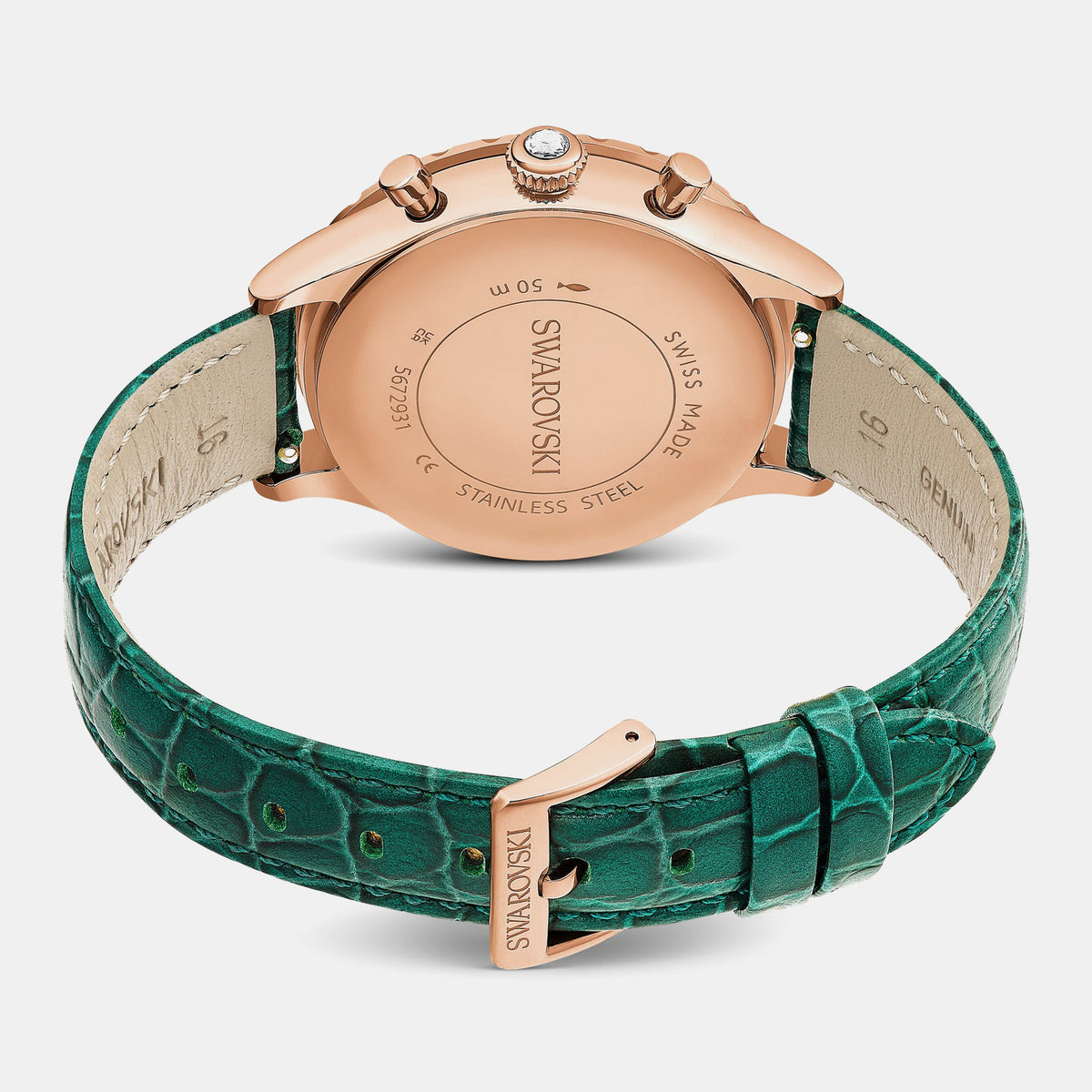 Octea Women Quartz Green Dial Chronograph Leather Watch 5672931