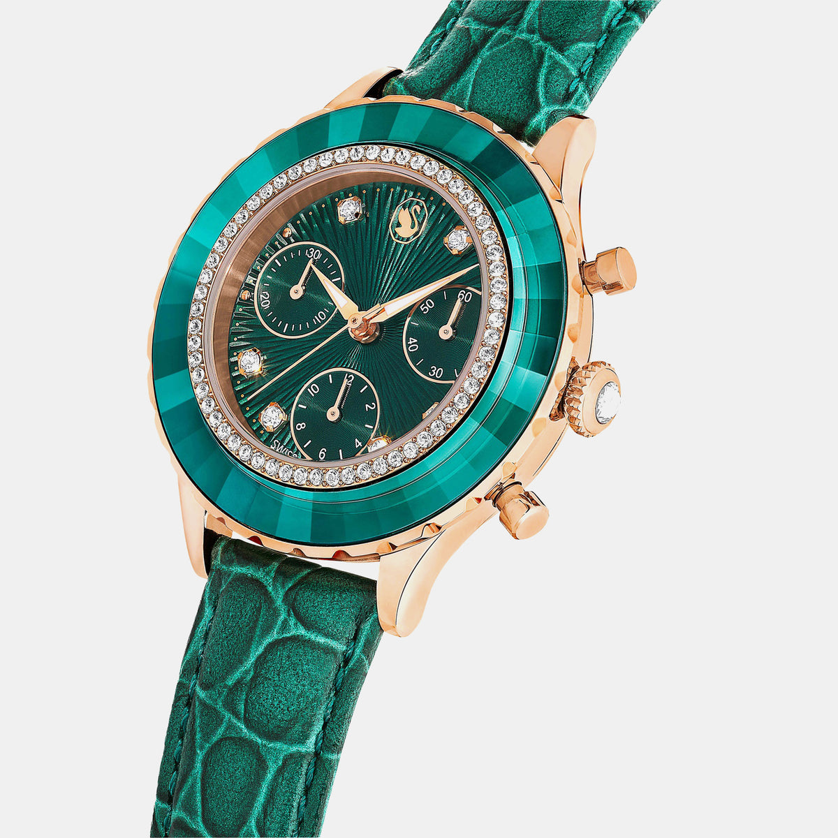 Octea Women Quartz Green Dial Chronograph Leather Watch 5672931