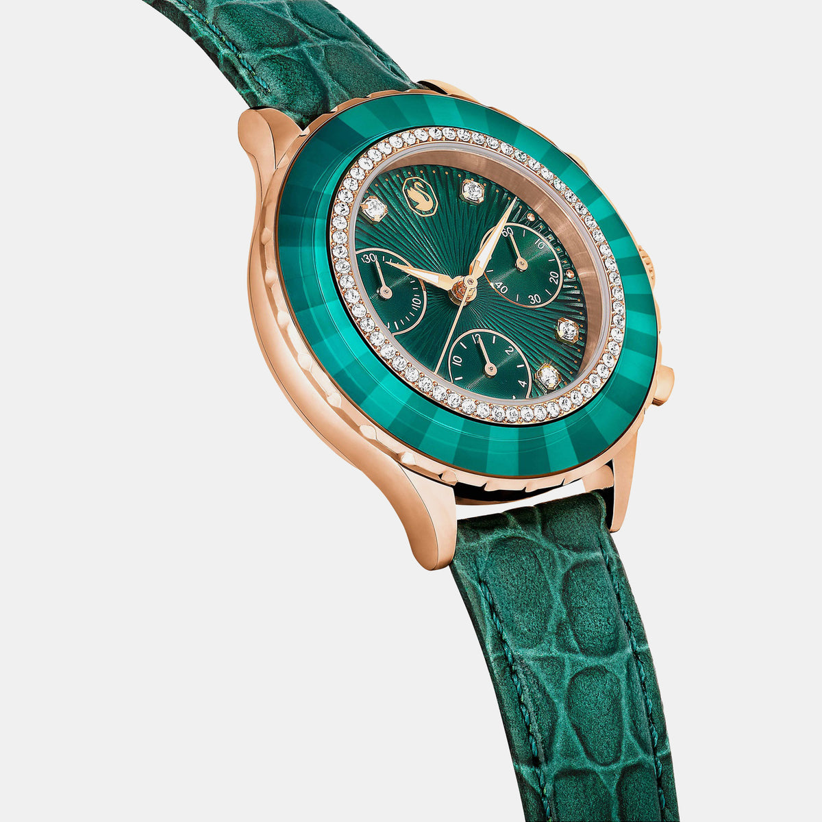 Octea Women Quartz Green Dial Chronograph Leather Watch 5672931