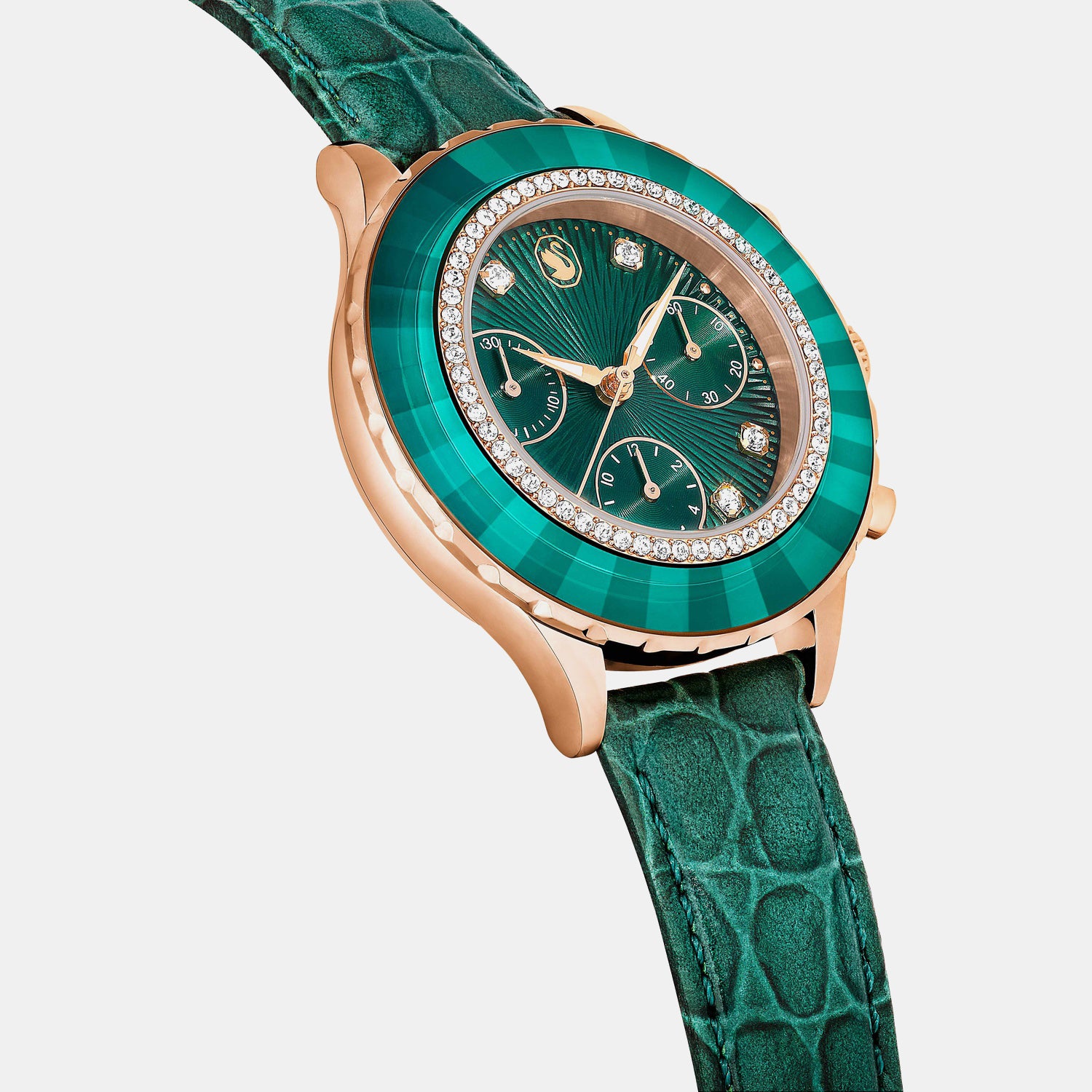 Octea Women Quartz Green Dial Chronograph Leather Watch 5672931