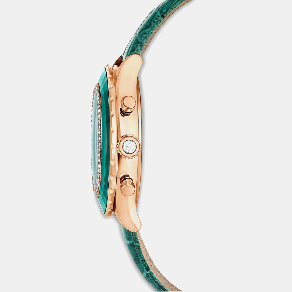 Octea Women Quartz Green Dial Chronograph Leather Watch 5672931