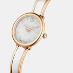 Crystalline Women Quartz White Dial Analog Stainless Steel Watch 5689324