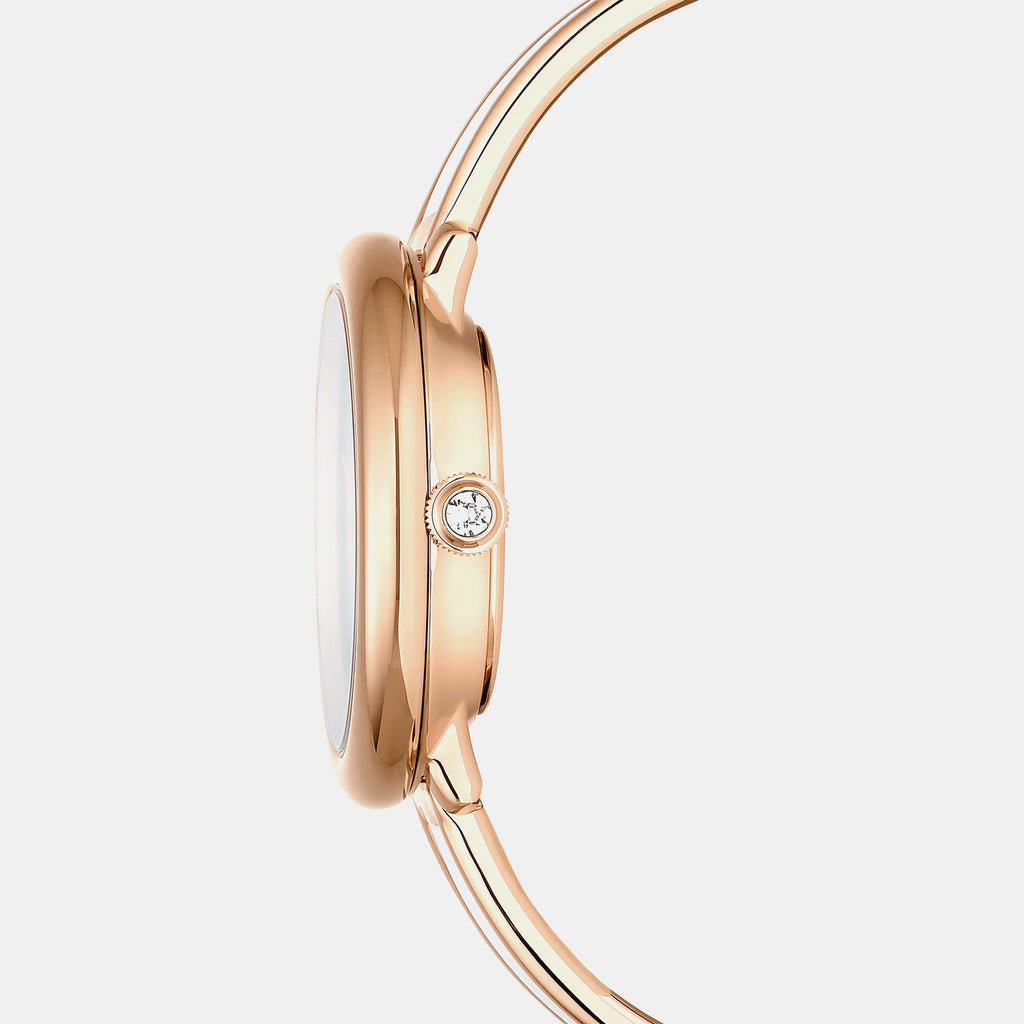 Crystalline Women Quartz White Dial Analog Stainless Steel Watch 5689324