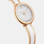 Crystalline Women Quartz White Dial Analog Stainless Steel Watch 5689324