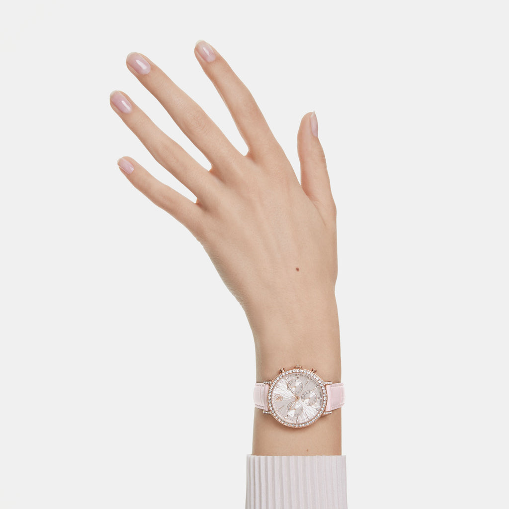 Matrix Women Quartz Pink Dial Chronograph Leather Watch 5698300