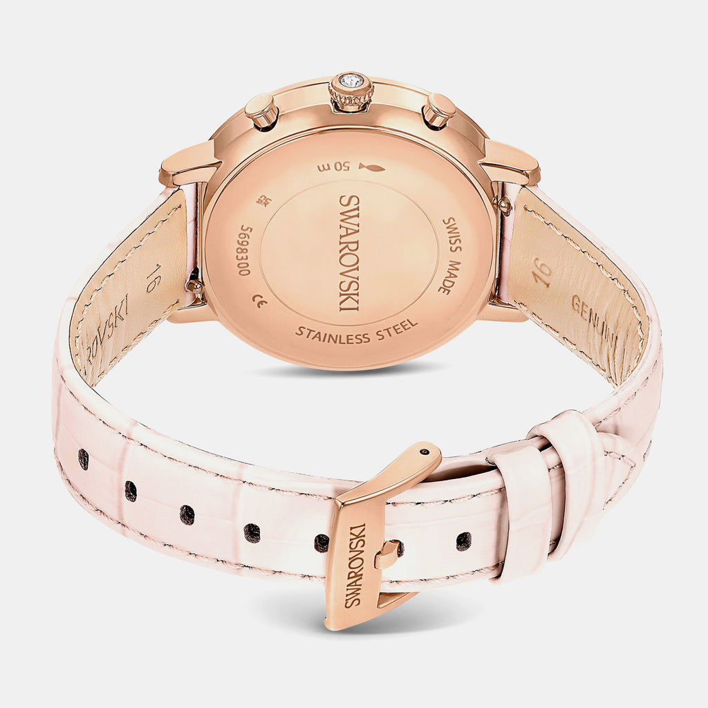 Matrix Women Quartz Pink Dial Chronograph Leather Watch 5698300