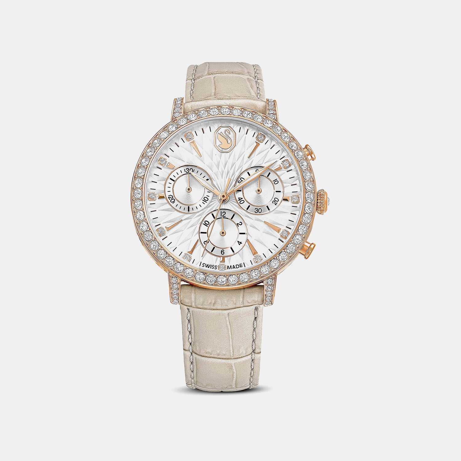 Matrix Women Quartz Beige Dial Chronograph Leather Watch 5702849