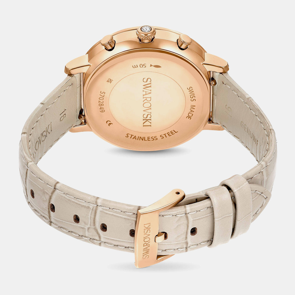 Matrix Women Quartz Beige Dial Chronograph Leather Watch 5702849