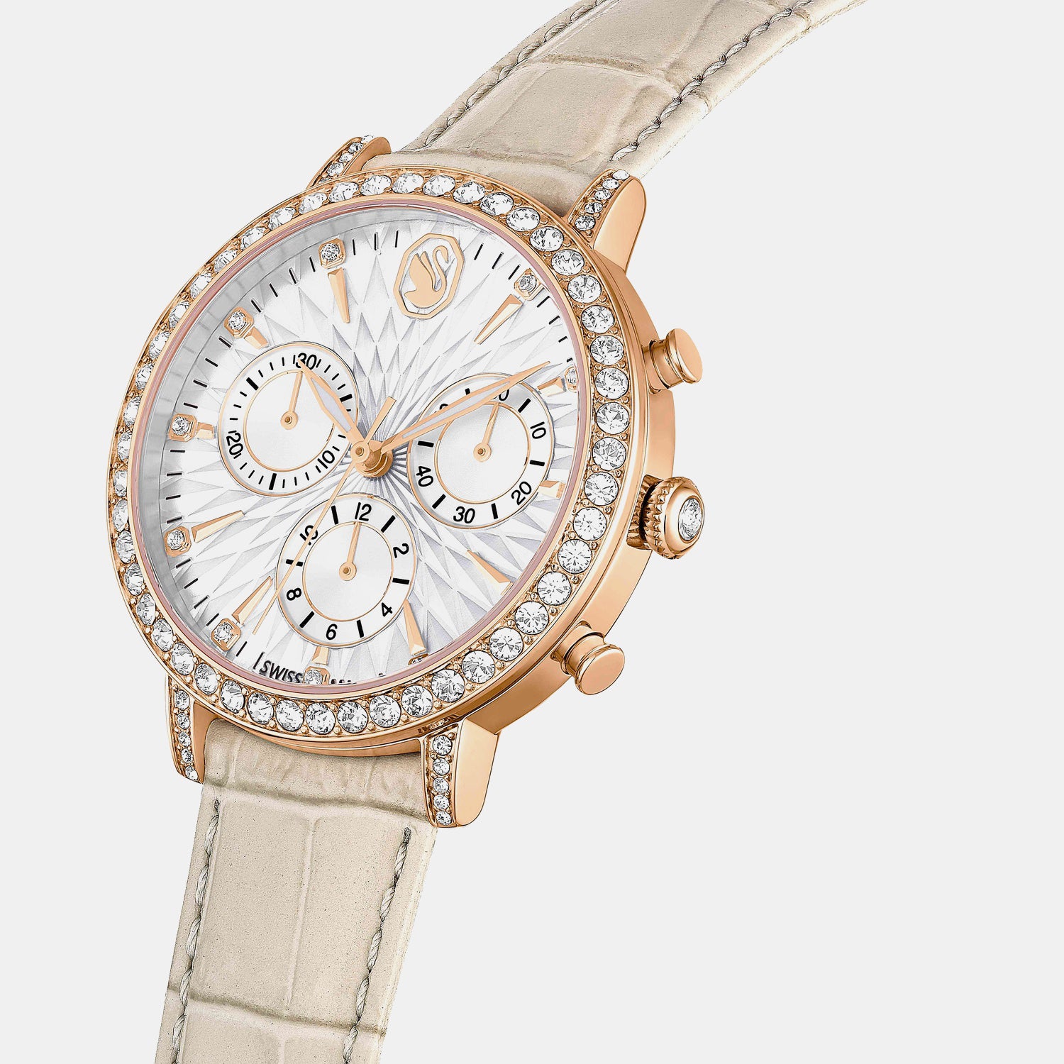 Matrix Women Quartz Beige Dial Chronograph Leather Watch 5702849