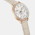 Matrix Women Quartz Beige Dial Chronograph Leather Watch 5702849