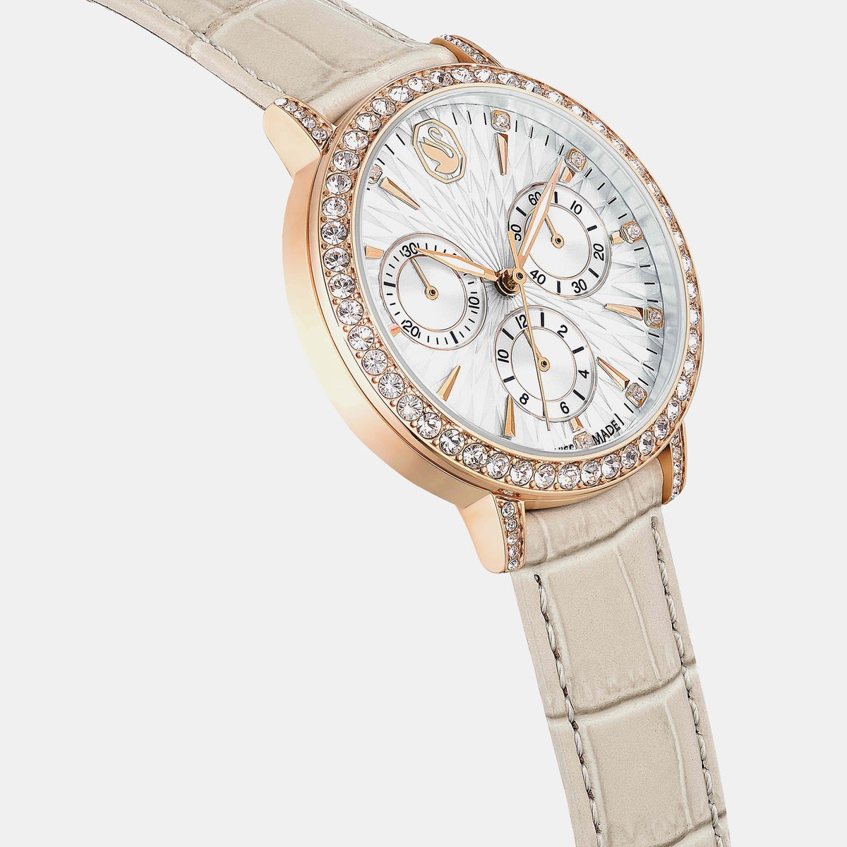 Matrix Women Quartz Beige Dial Chronograph Leather Watch 5702849