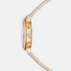 Matrix Women Quartz Beige Dial Chronograph Leather Watch 5702849