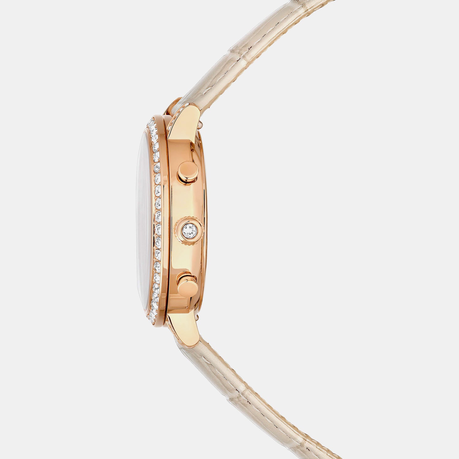 Matrix Women Quartz Beige Dial Chronograph Leather Watch 5702849