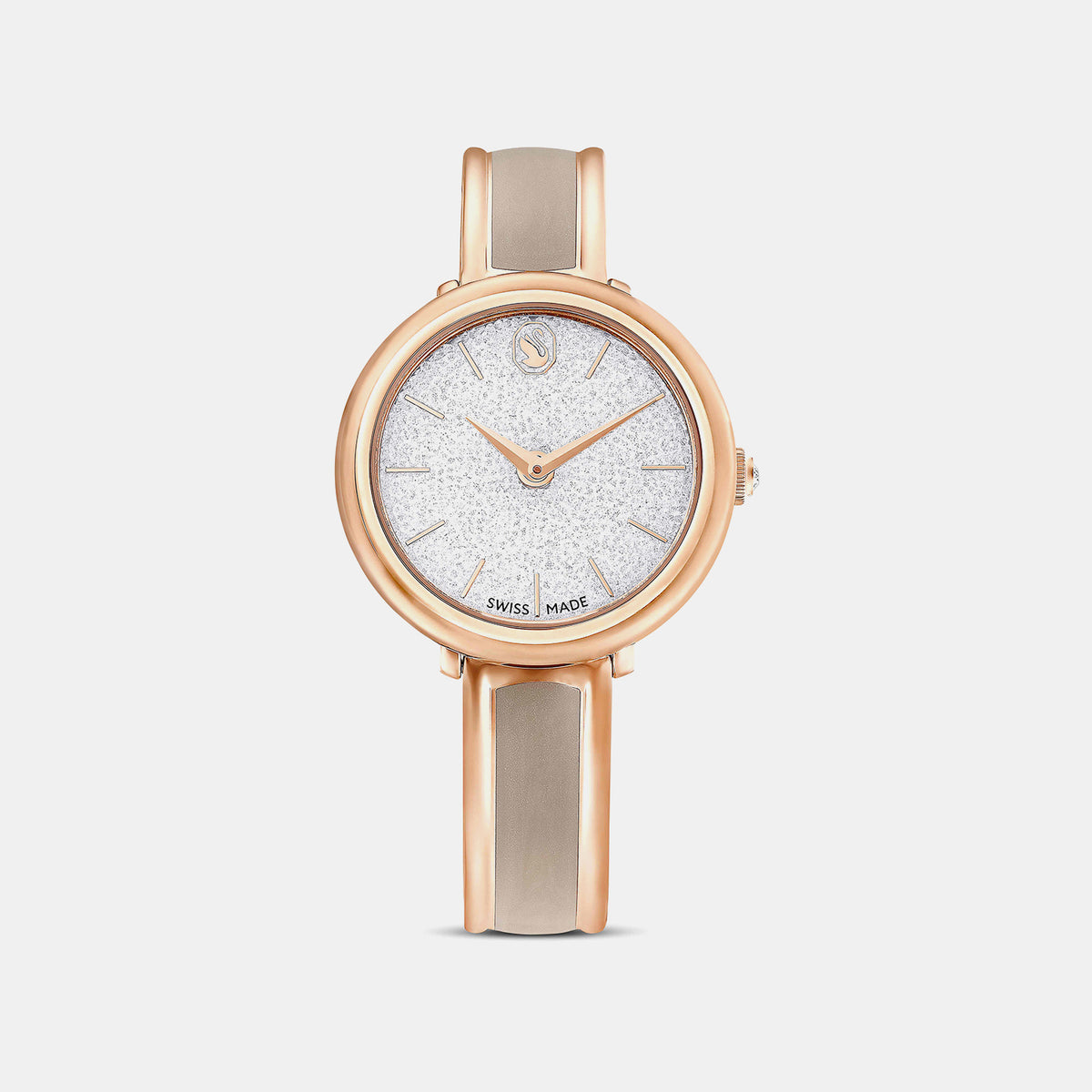 Crystalline Women Quartz Beige Dial Analog Stainless Steel Watch 5709814