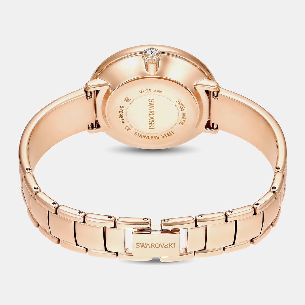 Crystalline Women Quartz Beige Dial Analog Stainless Steel Watch 5709814