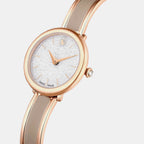 Crystalline Women Quartz Beige Dial Analog Stainless Steel Watch 5709814