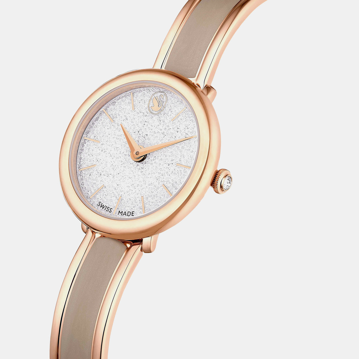 Crystalline Women Quartz Beige Dial Analog Stainless Steel Watch 5709814