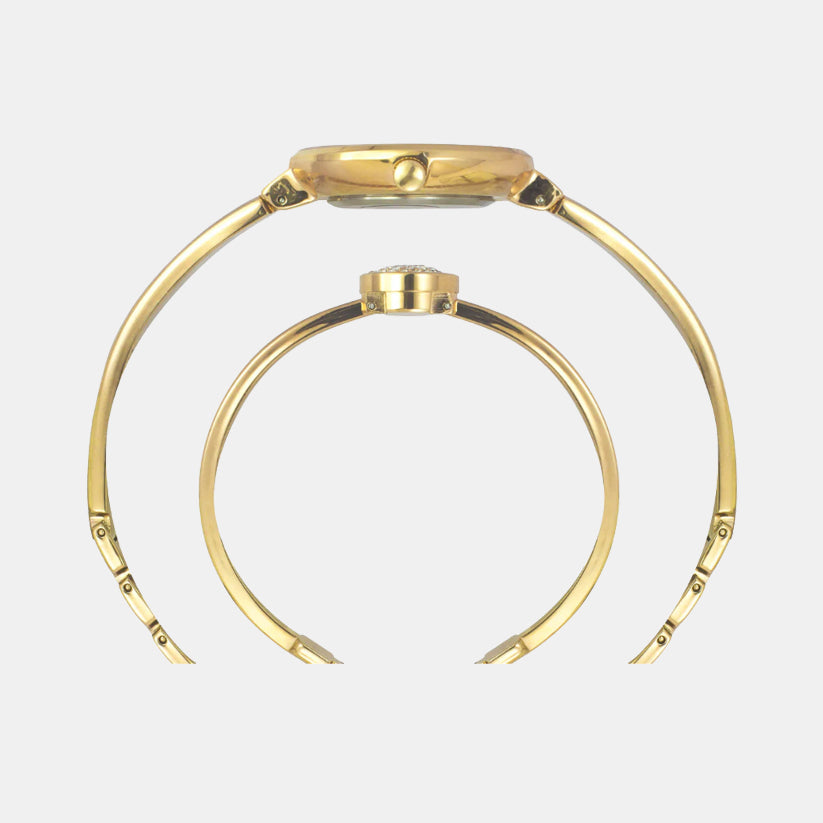 Fria Women Quartz Black Dial Analog Brass Watch TWEL18501