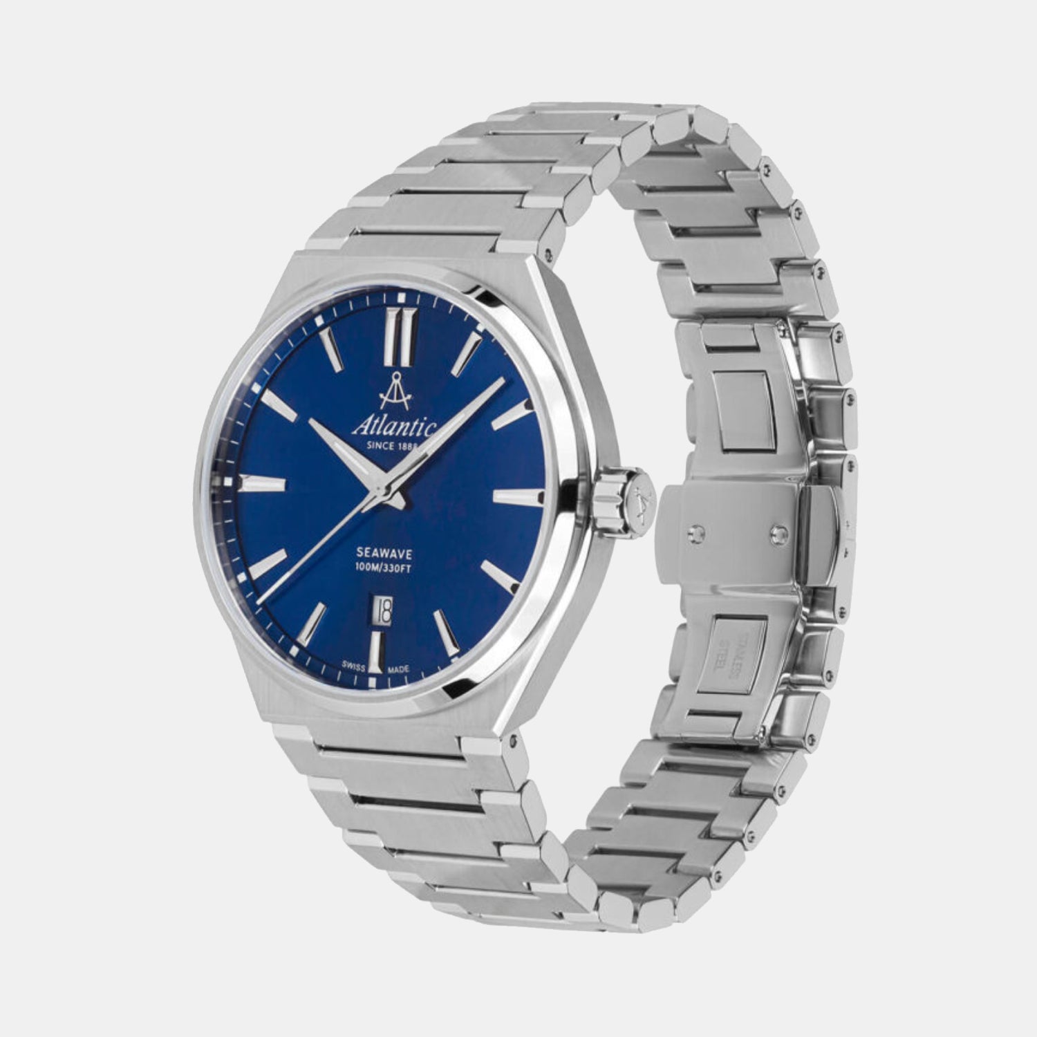 Atlantic Men Quartz Blue Dial Analog Stainless Steel Watch 58366.41.51-2