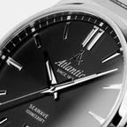 Atlantic Men Quartz Black Dial Analog Stainless Steel Watch 58366.41.61-3