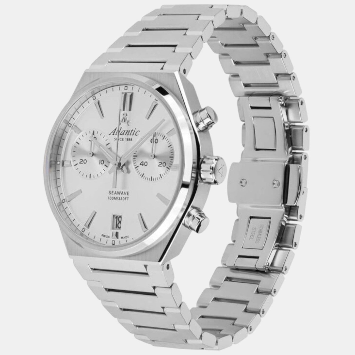 Seawave Men Quartz Silver Dial Chronograph Stainless Steel Watch 58466.41.21
