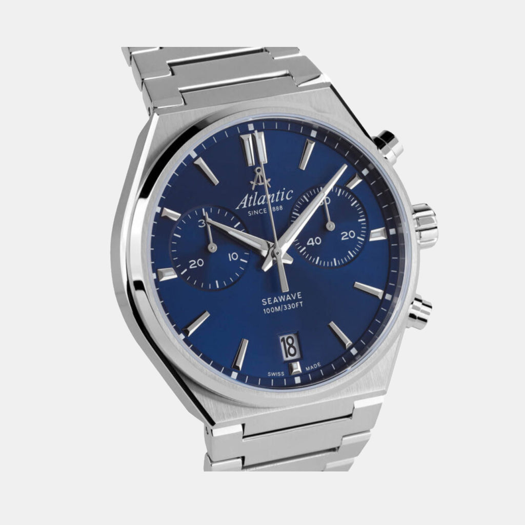 Atlantic Men Quartz Blue Dial Chronograph Stainless Steel Watch 58466.41.51-4