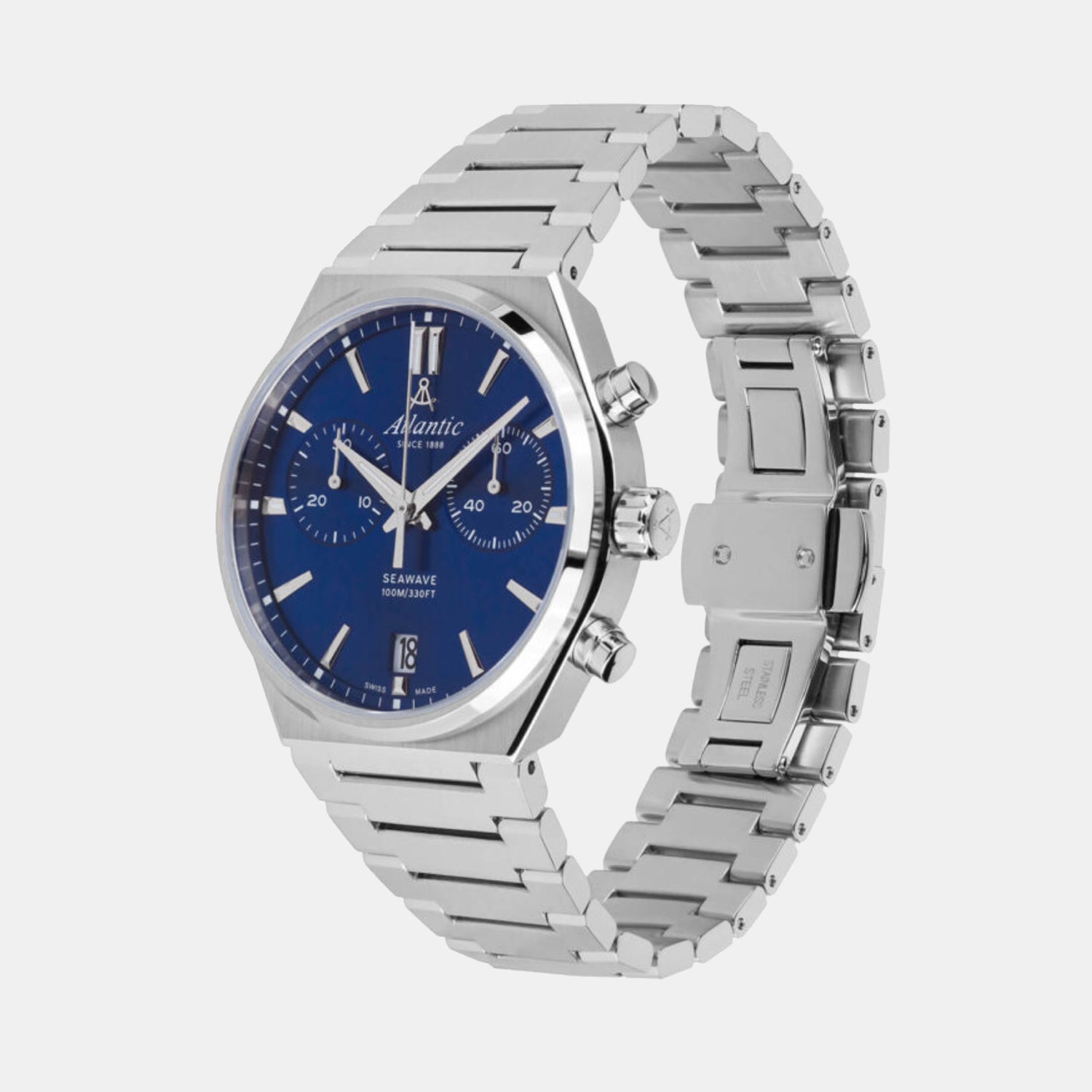 Atlantic Men Quartz Blue Dial Chronograph Stainless Steel Watch 58466.41.51-2