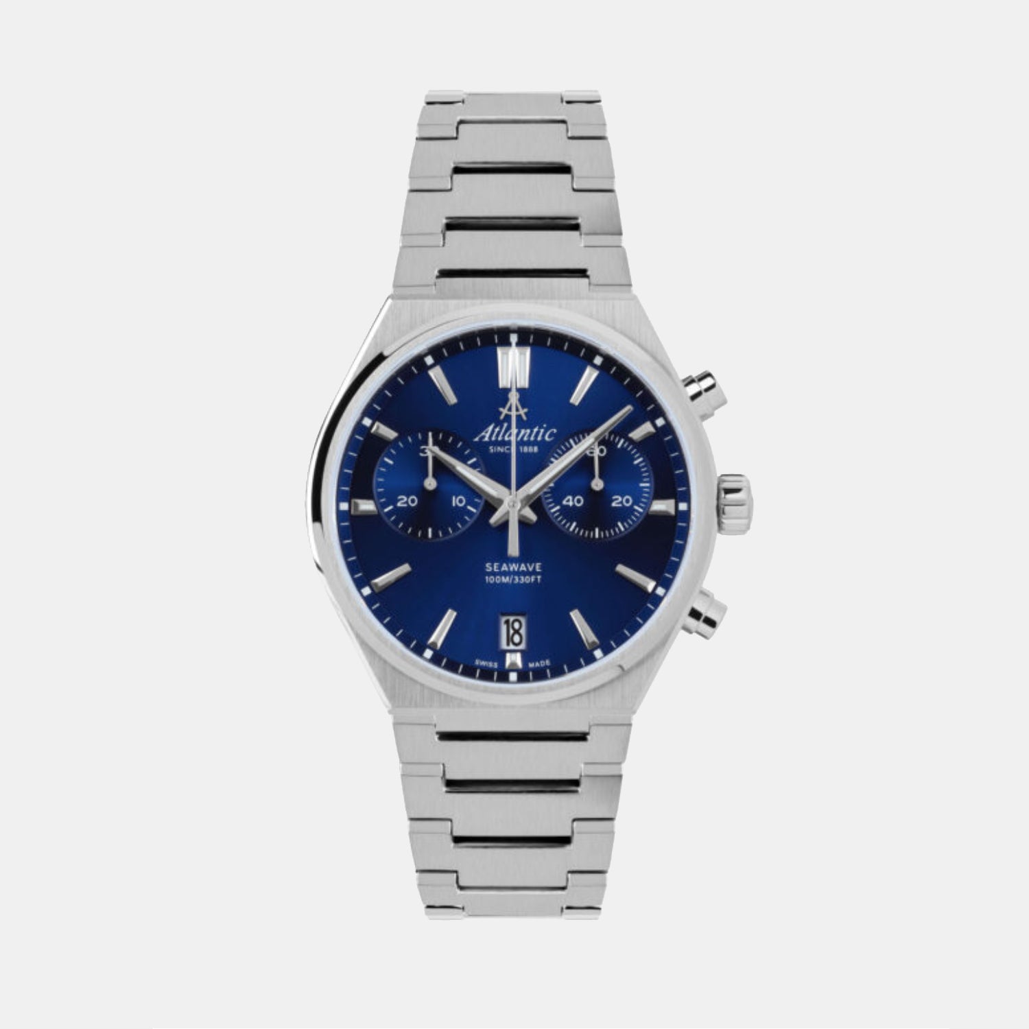 Atlantic Men Quartz Blue Dial Chronograph Stainless Steel Watch 58466.41.51-1