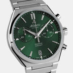Atlantic Men Quartz Green Dial Chronograph Stainless Steel Watch 58466.41.71-3