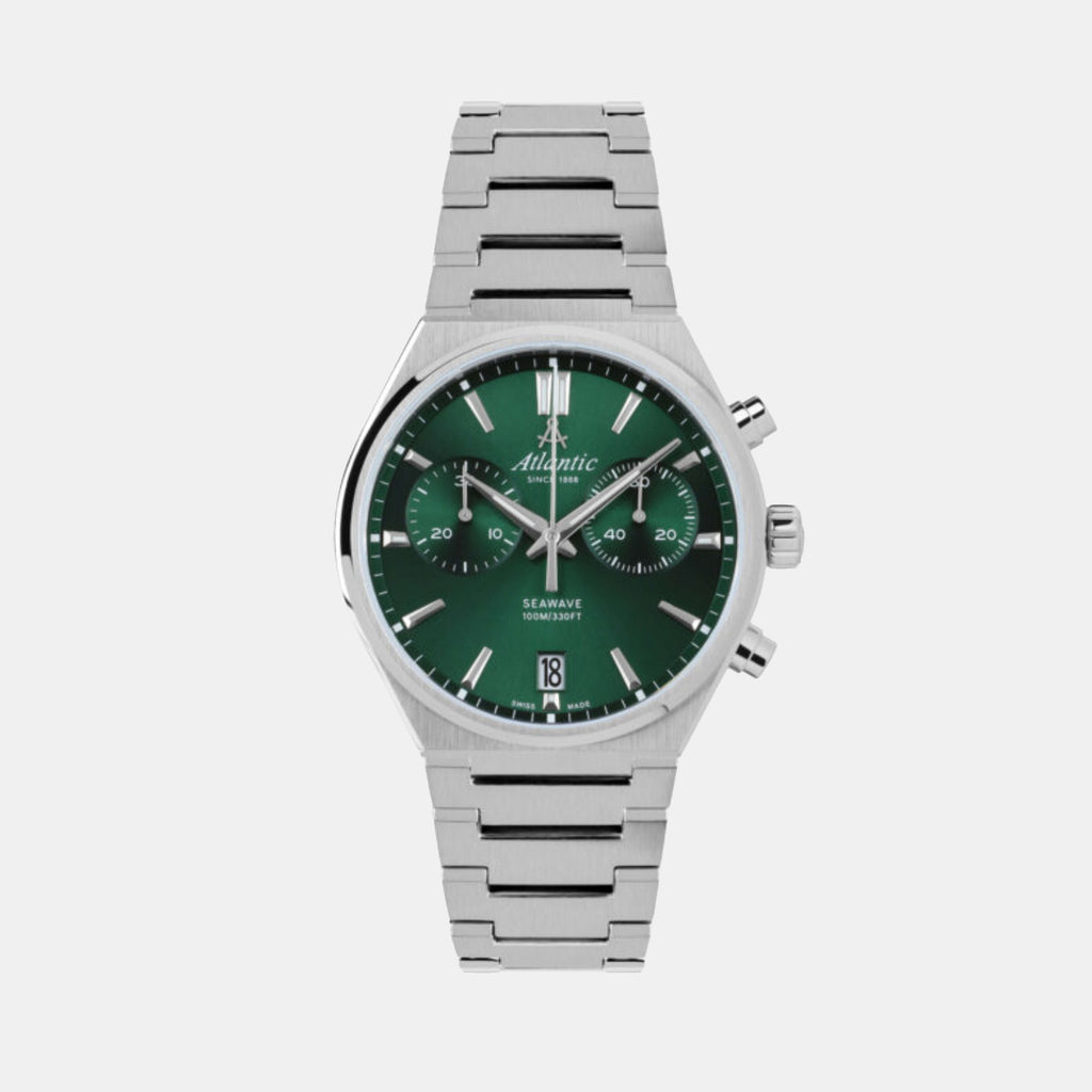 Atlantic Men Quartz Green Dial Chronograph Stainless Steel Watch 58466.41.71-1