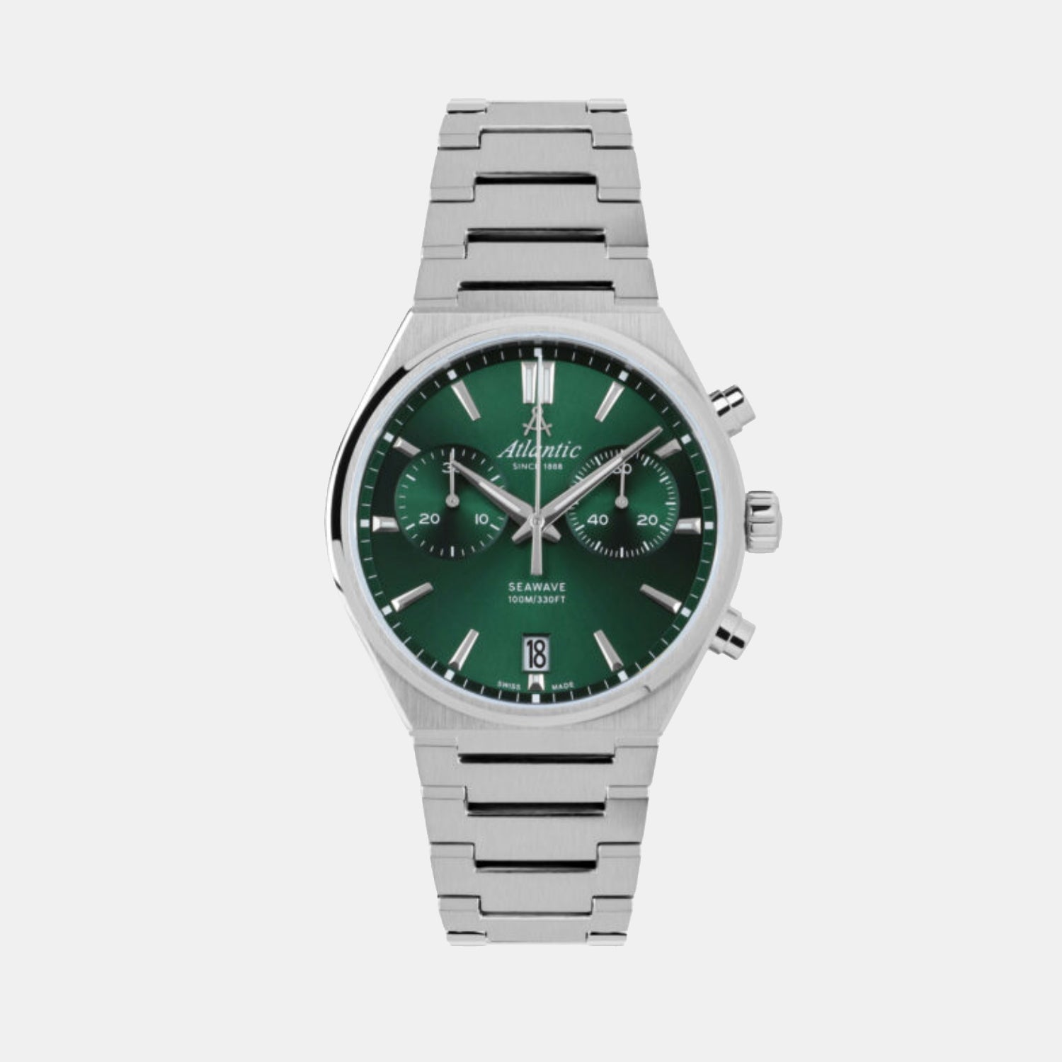 Atlantic Men Quartz Green Dial Chronograph Stainless Steel Watch 58466.41.71-1