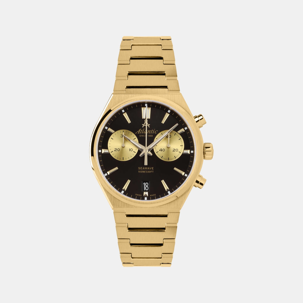 Seawave Men Quartz Black Dial Chronograph Stainless Steel Watch 58466.45.61