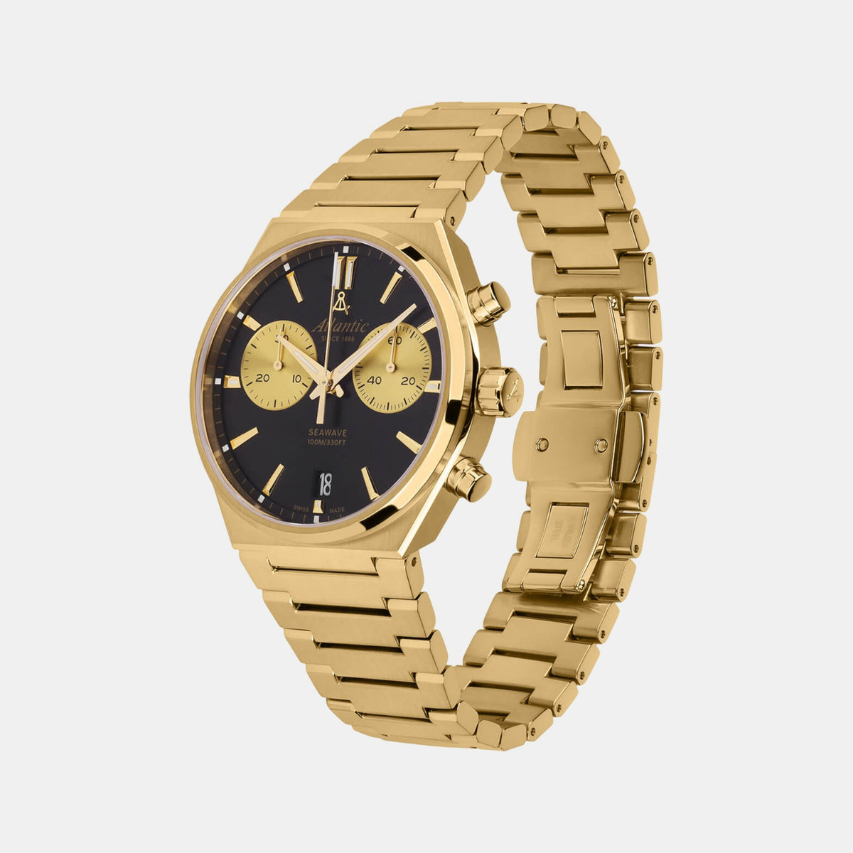 Seawave Men Quartz Black Dial Chronograph Stainless Steel Watch 58466.45.61