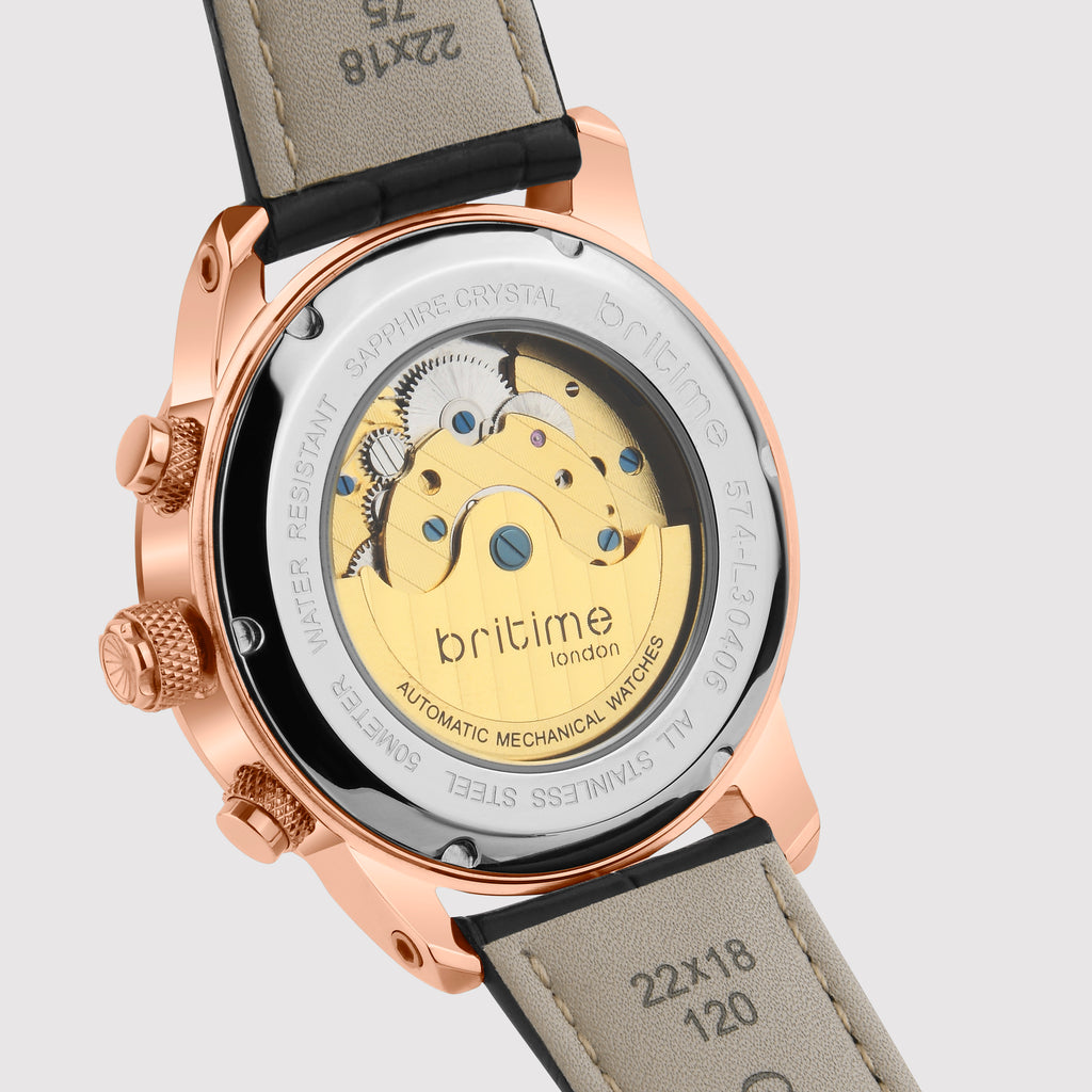 Britime Britime Orbit Men Rose Gold Leather Watch 574-L30406 – Just In Time