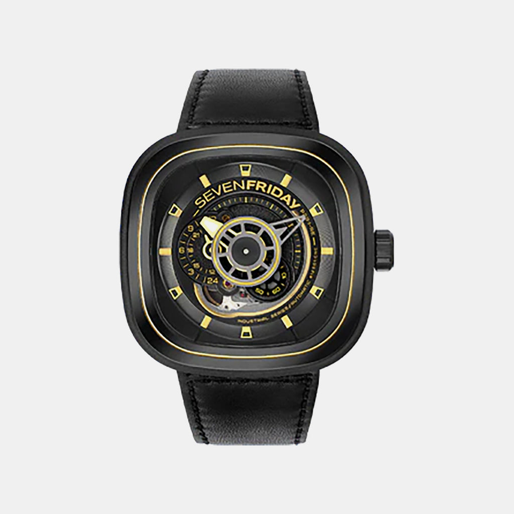 P Series Unisex Automatic Black Dial Analog Leather Watch P2B/02
