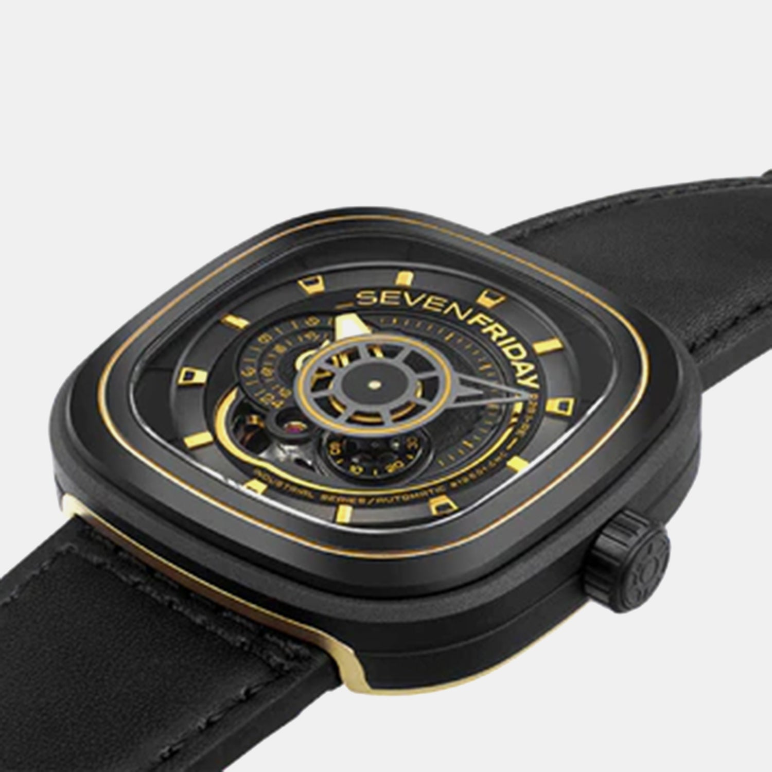 P Series Unisex Automatic Black Dial Analog Leather Watch P2B/02