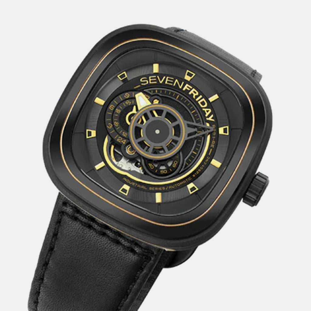 P Series Unisex Automatic Black Dial Analog Leather Watch P2B/02
