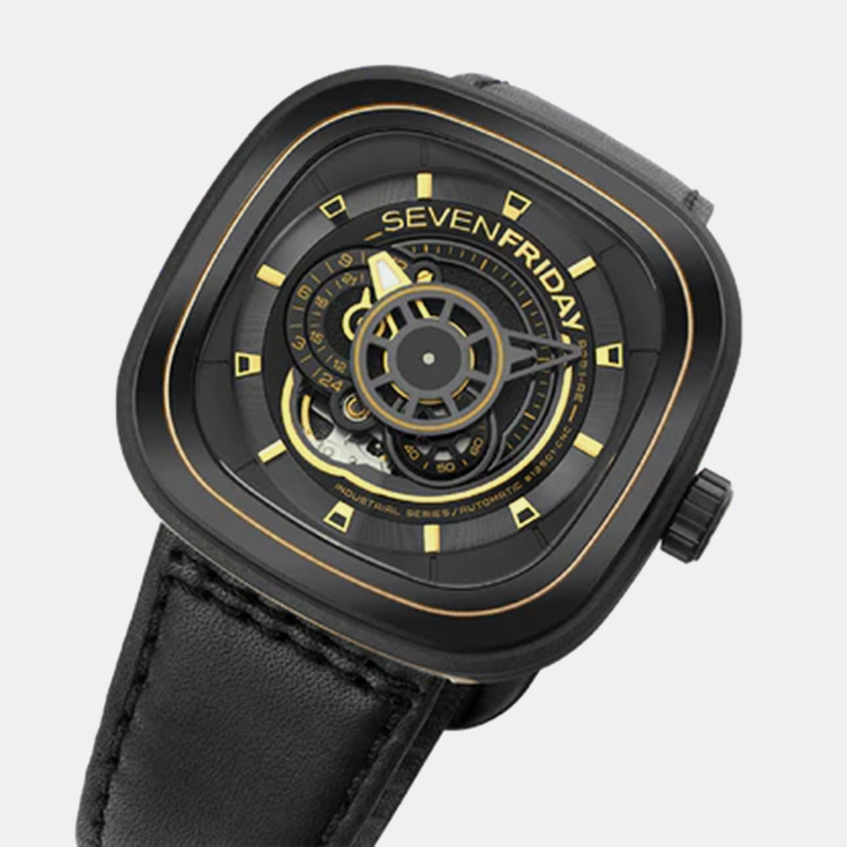 P Series Unisex Automatic Black Dial Analog Leather Watch P2B-02